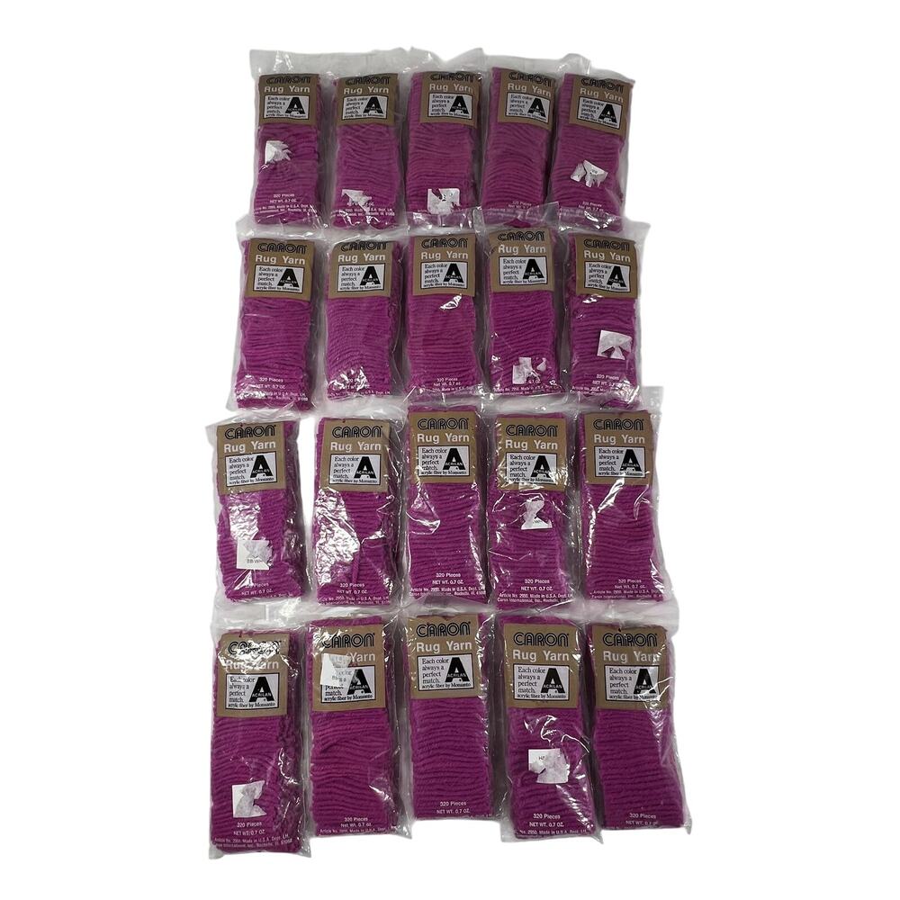 CARON Rug Yarn Lot of 20 Violet 0121 Acrilan Latch Hook 320 Pieces USA Sealed